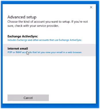 Windows 10 Mail internet email