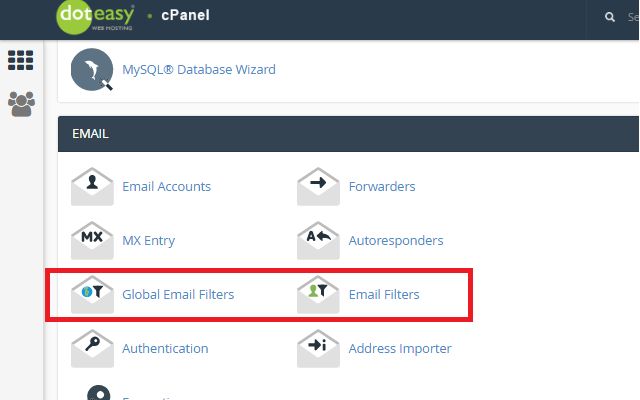 cPanel email filters
