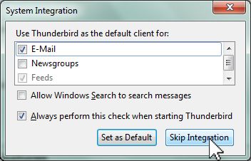 Thunderbird skip integration