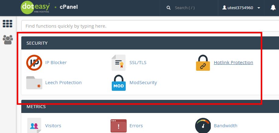 cPanel security feature