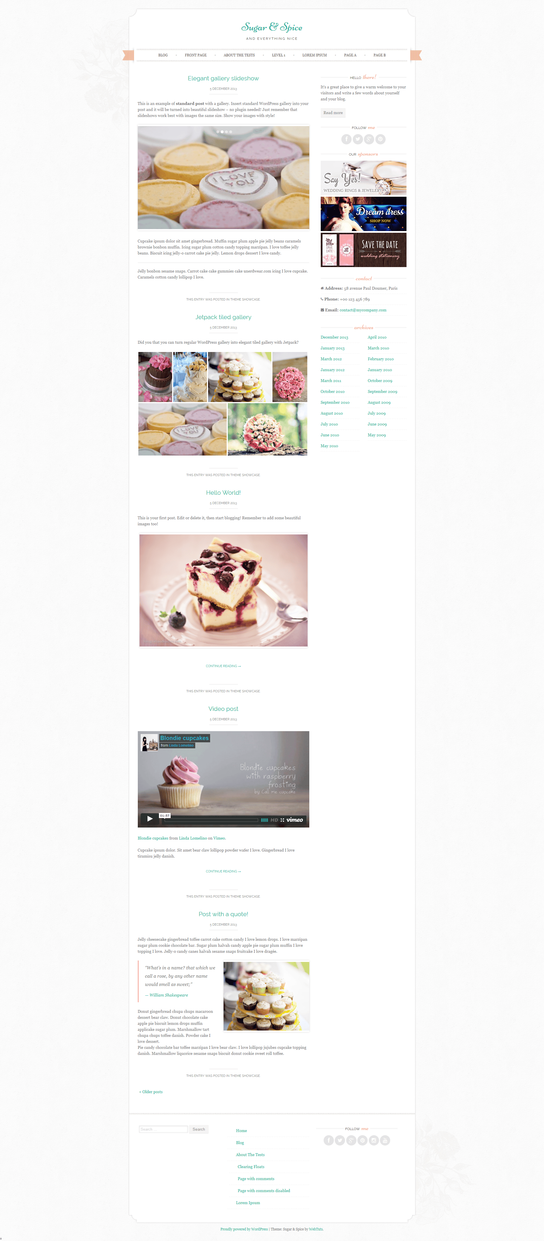 Free WordPress Theme: Sugar and Spice