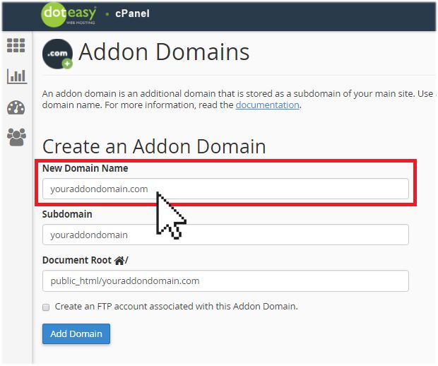 create addon domain cpanel
