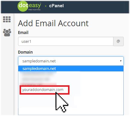 adding email for addon domain
