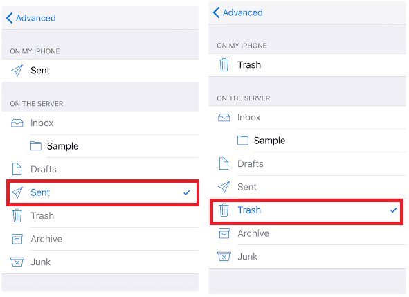 ios sent and deleted settings