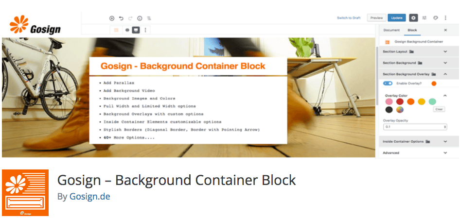 Free WordPress Plugin: Gosign – Background Container Block