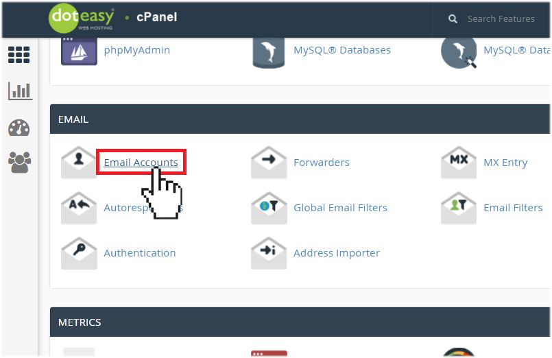 cPanel create email accounts