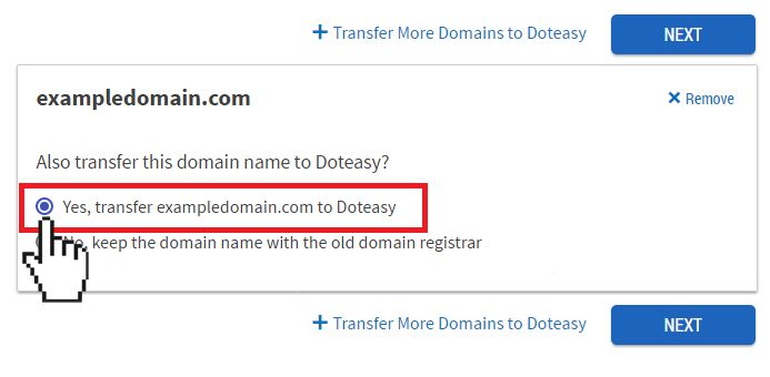 Transfer Domain to Doteasy