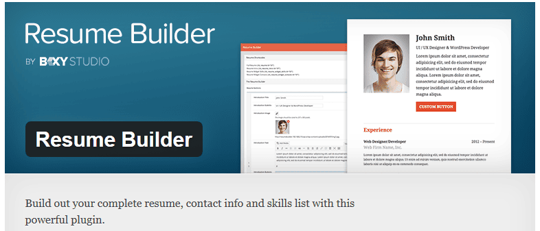 Free WordPress Plugin: Resume Builder