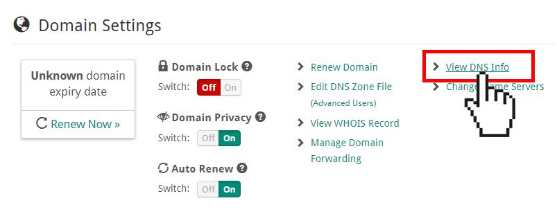 Doteasy Member Zone view DNS info