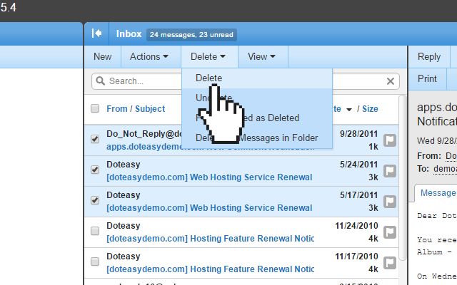 Doteasy smartermail delete selected email