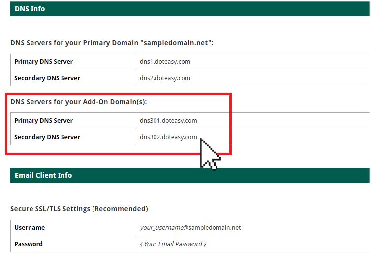 add-on domain name servers