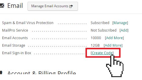 create email sign in box