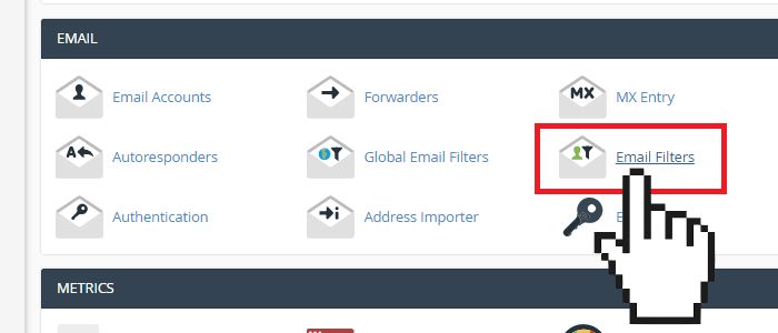 cPanel user level email filter