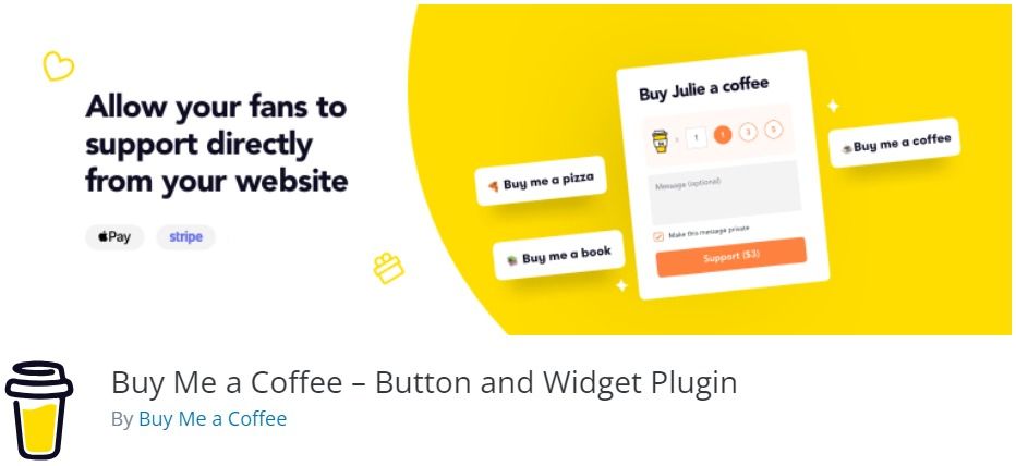 Free WordPress Plugin: Buy Me a Coffee – Button and Widget Plugin