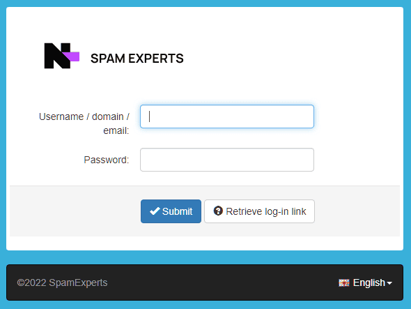 SpamExperts Log-in