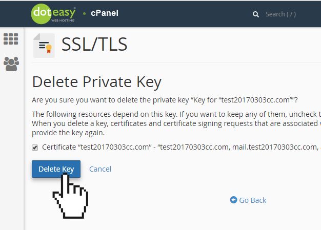 cPanel SSL delete private key