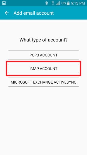 Android IMAP email account