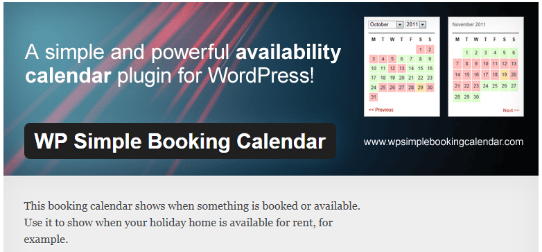 Free WordPress Plugin: WP Simple Booking Calendar