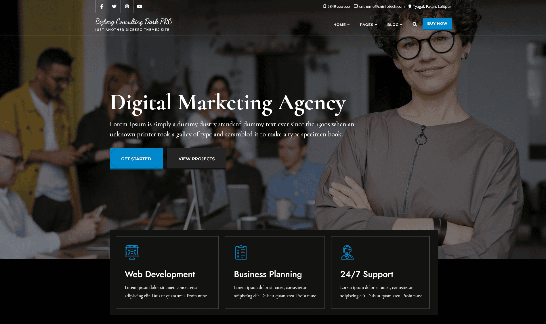 Free WordPress Theme: Bizberg Consulting Dark