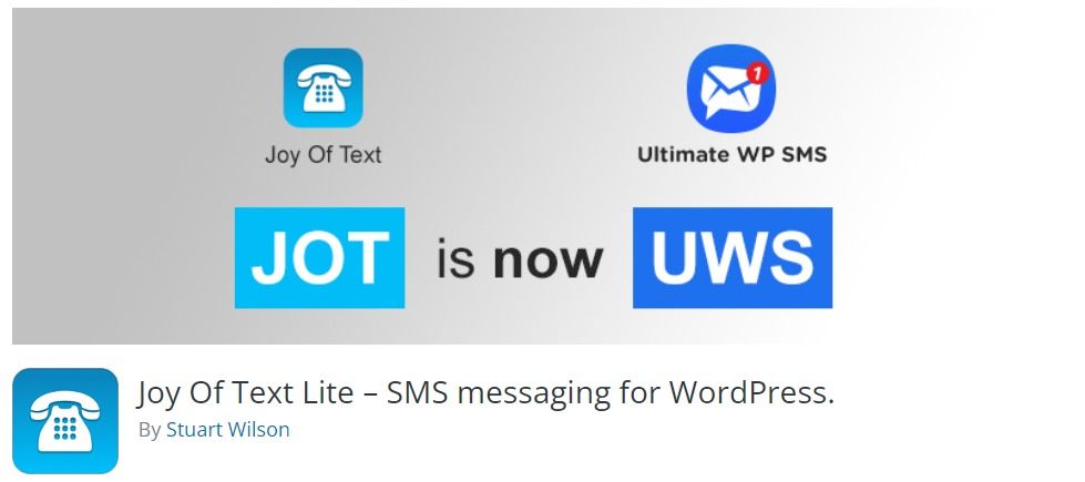 Free WordPress Plugin: Joy Of Text Lite – SMS messaging for WordPress