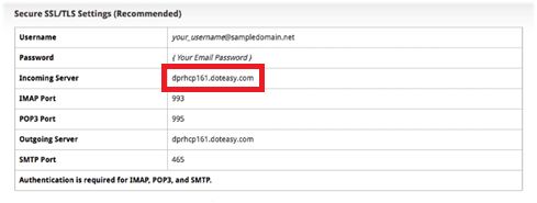 Doteasy incoming mail server