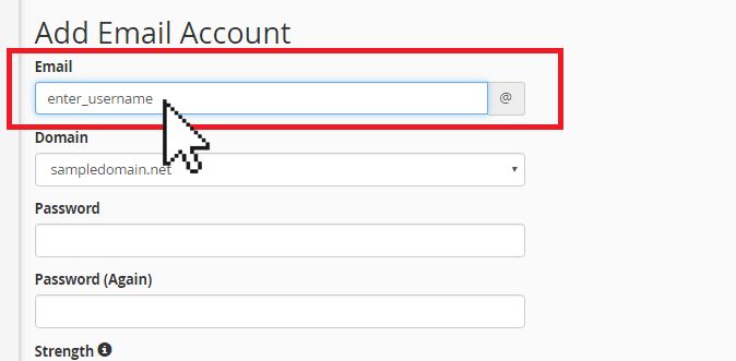 cPanel adding email account