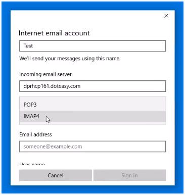 Windows 10 Mail POP3 and IMAP