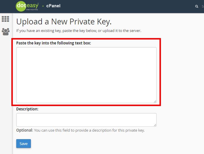 cPanel SSL upload a new private key