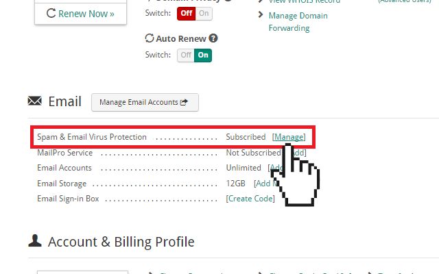 Manage Doteasy Email protection system