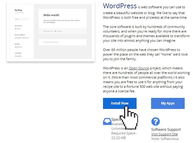 WordPress install now