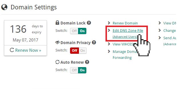 Doteasy edit DNS Zone file