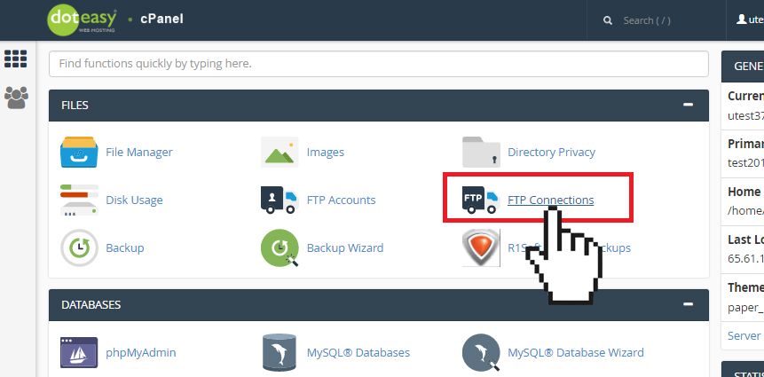 cPanel FTP Connections