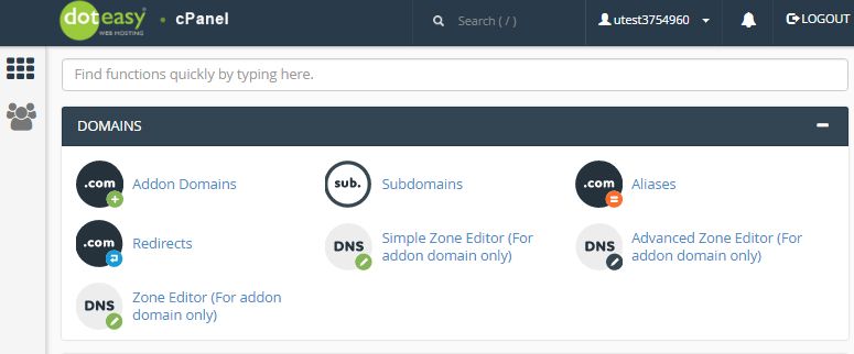 cPanel domain section
