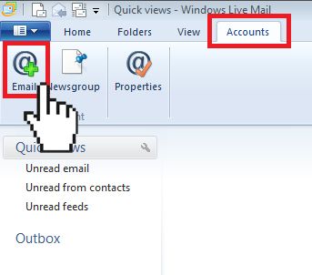 adding email Windows Live Mail