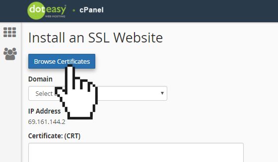 cPanel browse SSL certificate