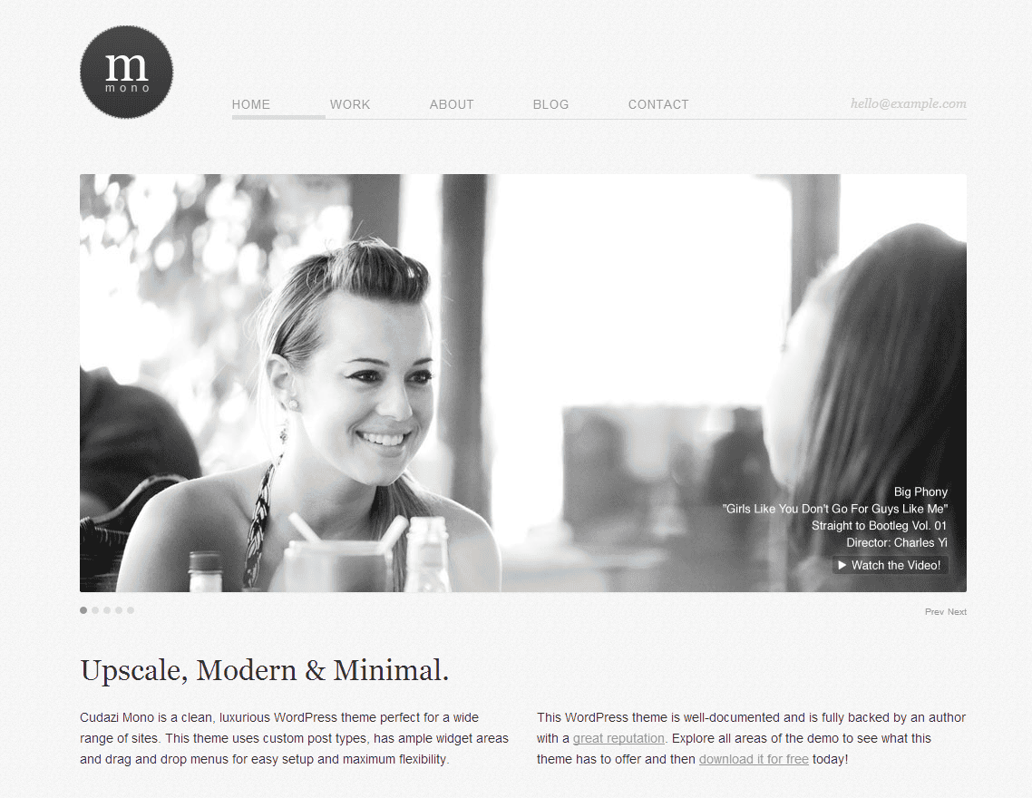 Free WordPress Theme: Cudazi Mono