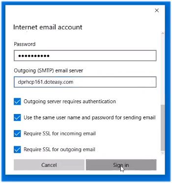 Windows 10 Mail sign in