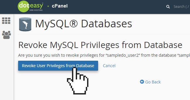Doteasy cPanel MySQL database revoke user privleges
