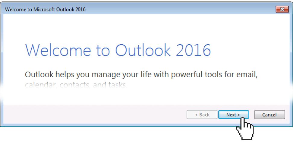Outlook 2016 Welcome Message