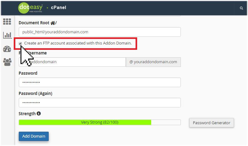 create FTP for addon domain