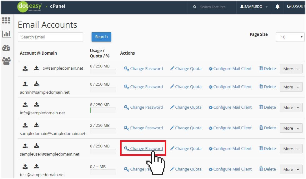 cPanel email account change password