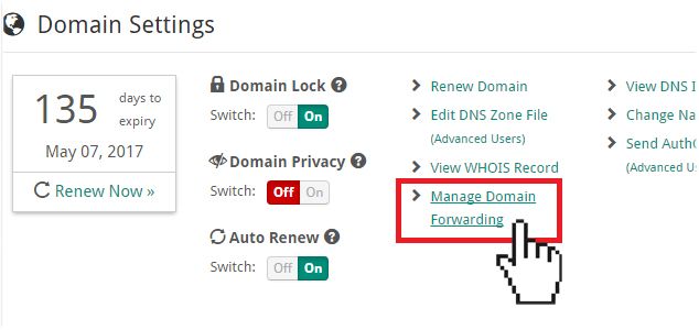 Doteasy Manage Domain Forwarding