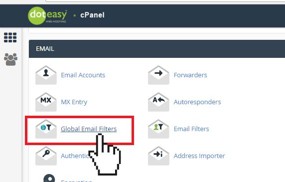 cPanel global email filters