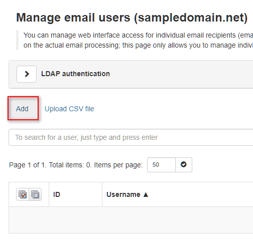 Manage email users