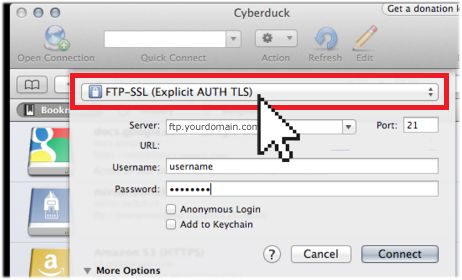 cyberduck FTP SSL