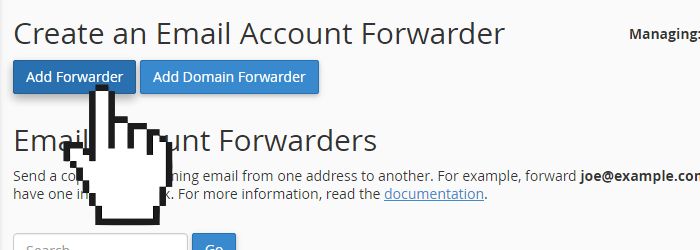 cPanel add email forwarder