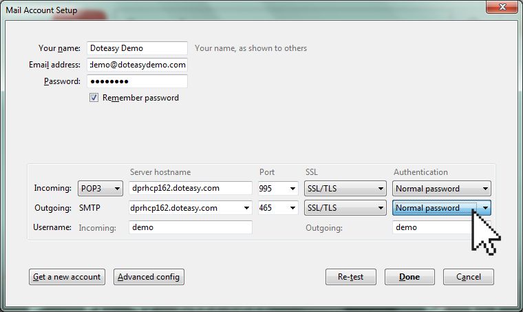 SMTP normal password Thunderbird