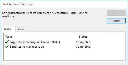 Outlook test complete