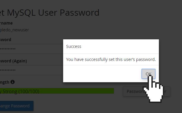 Doteasy cPanel MySQL database user password changed