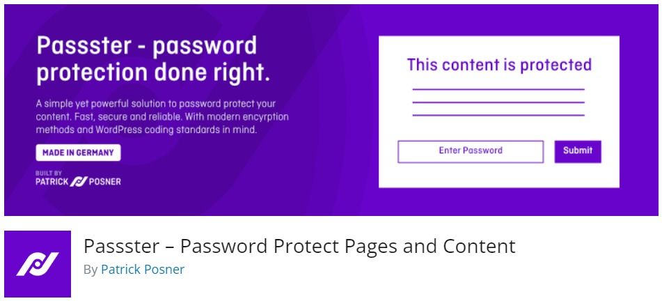 Free WordPress Plugin: Passster – Password Protect Pages and Content